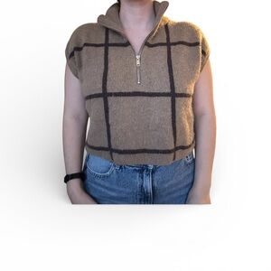 Noisy May Tan Plaid Zip Vest